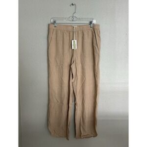 Marine Layer Allison Crop Wide Leg Pant Taupe Linen Blend Women's Large NWT